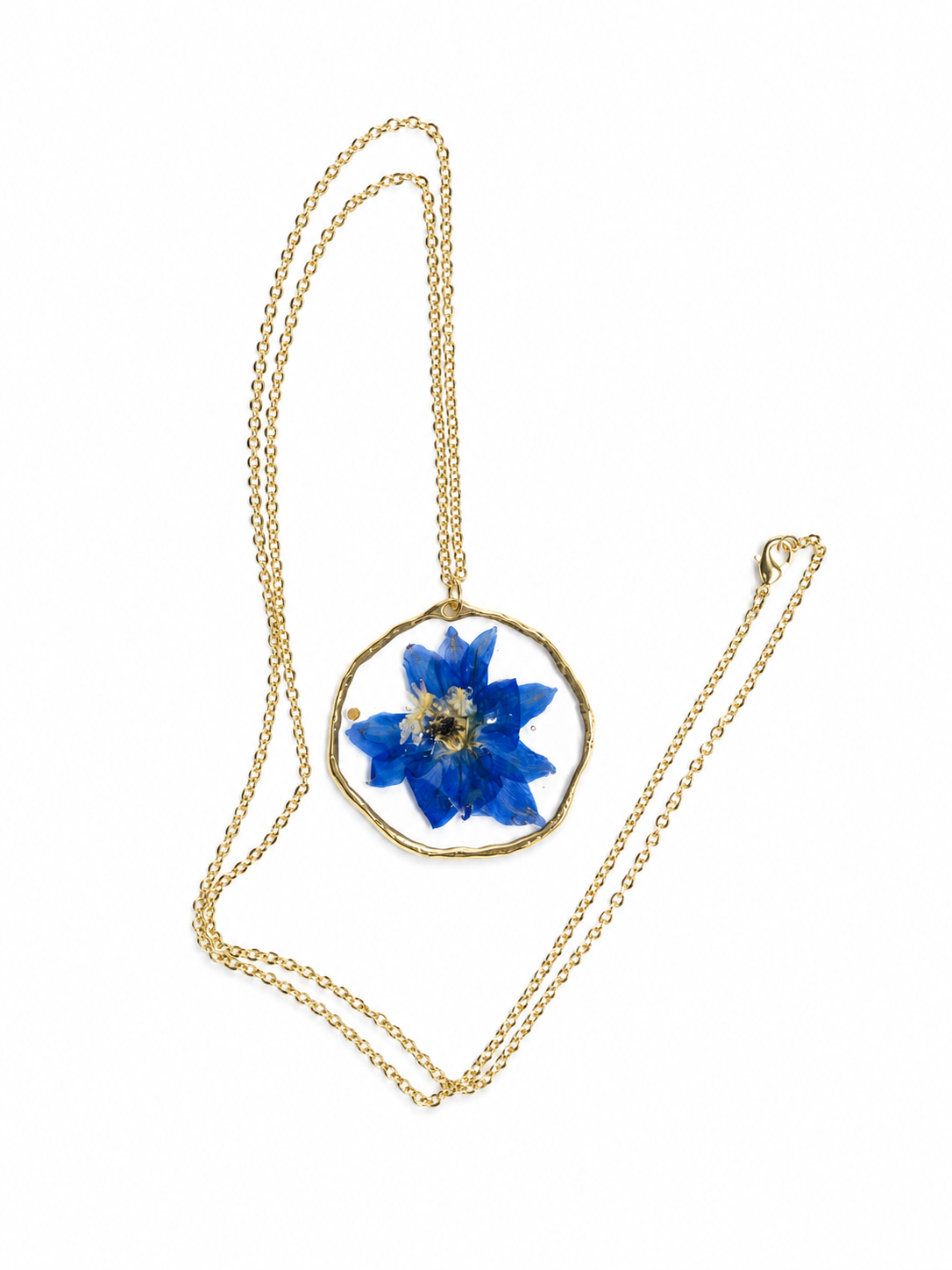 Pressed Flower Necklace - Blue Floral
