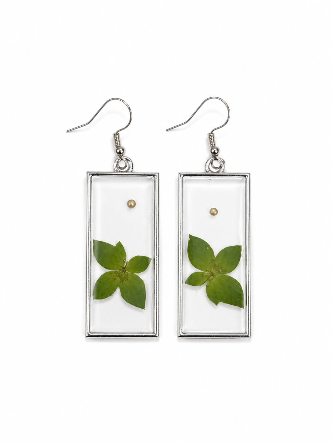 Pressed Flower Earrings - Green Floral