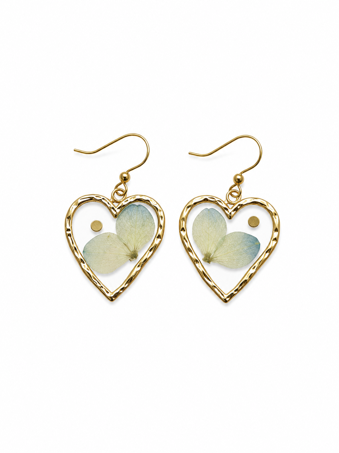 Pressed Flower Earrings - Blue / White Floral