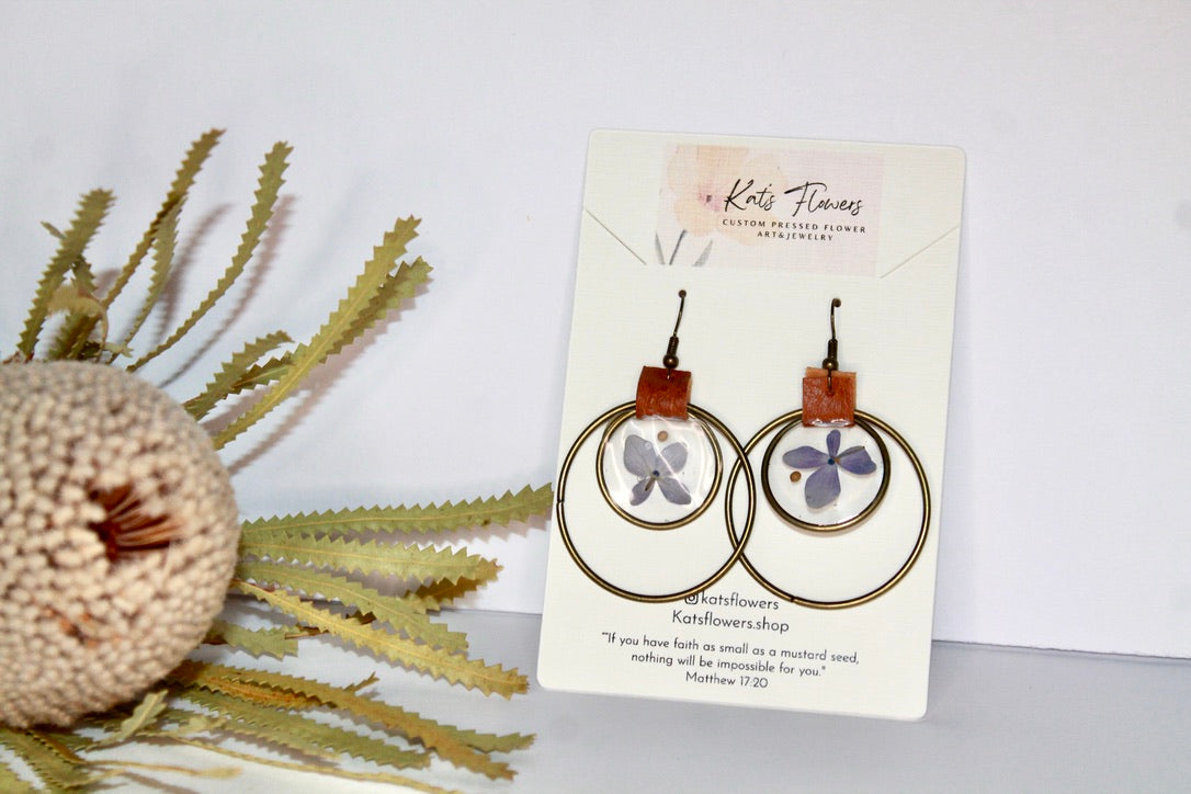 Earrings - Purple Flower