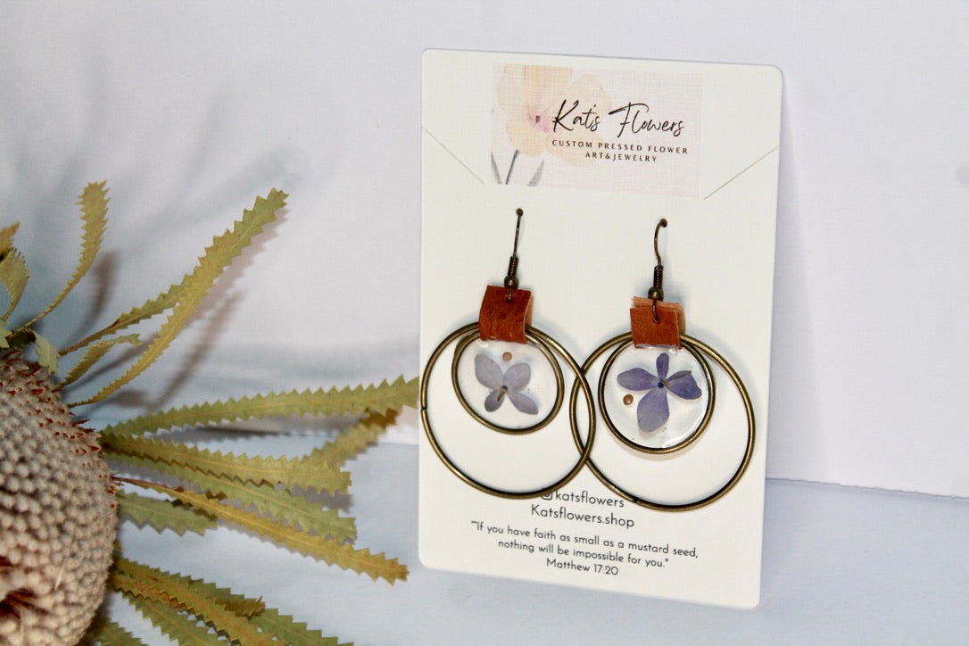 Earrings - Purple Flower