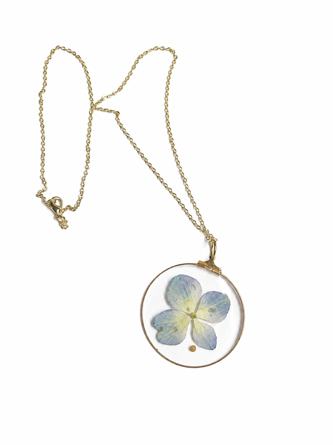 Pressed Flower Necklace - Blue Floral