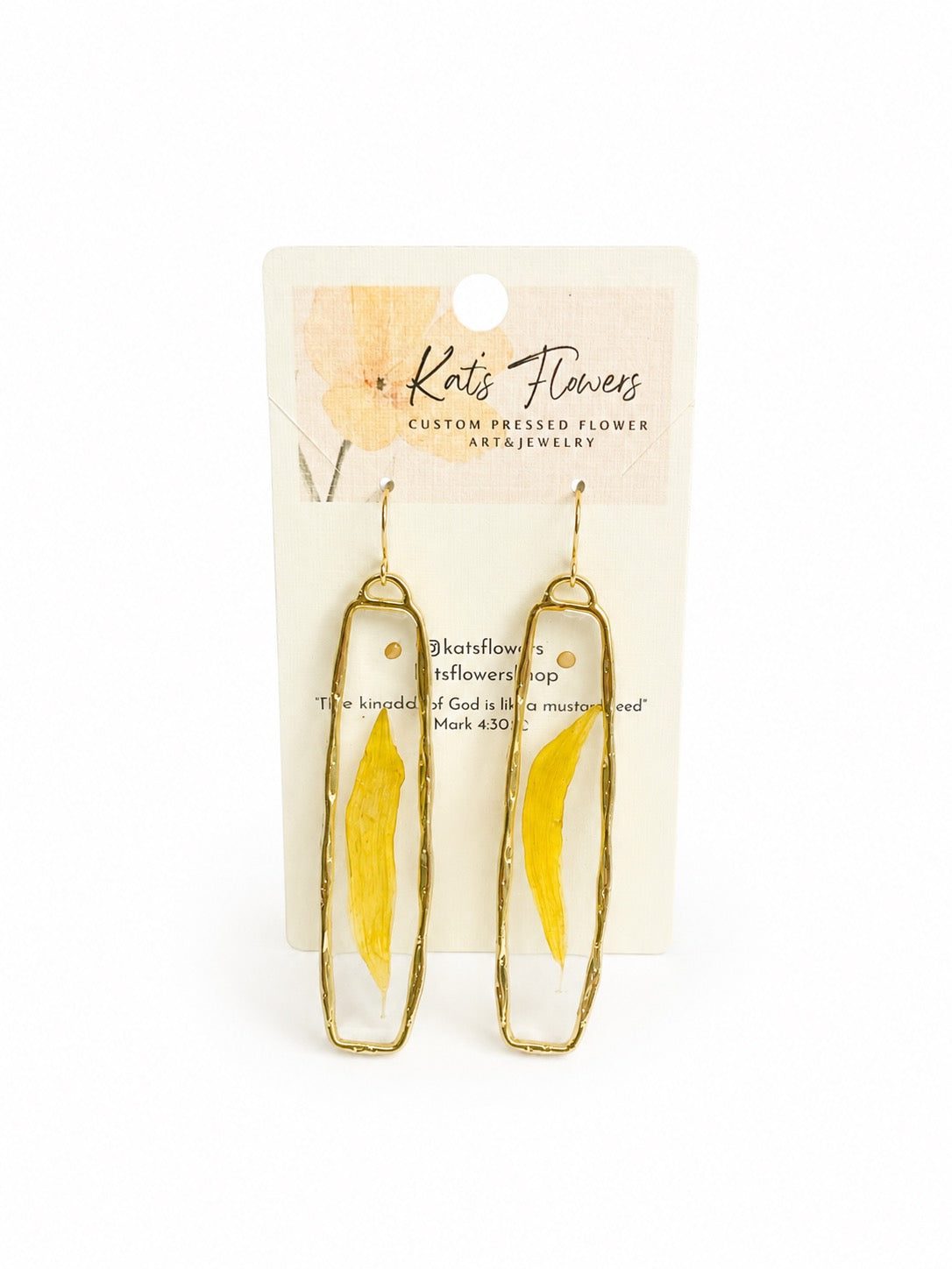 Pressed Flower Earrings - Yellow Floral