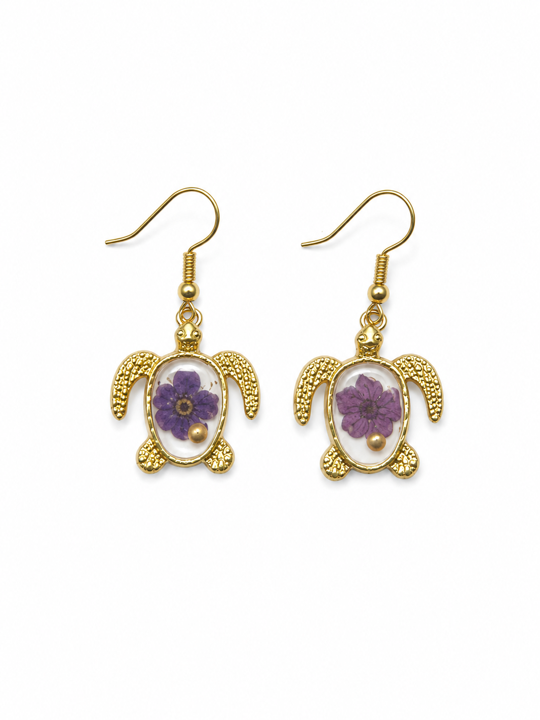 Pressed Flower Earrings - Purple Floral