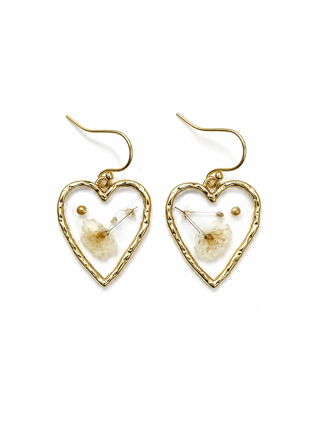 Pressed Flower Earrings - White Floral