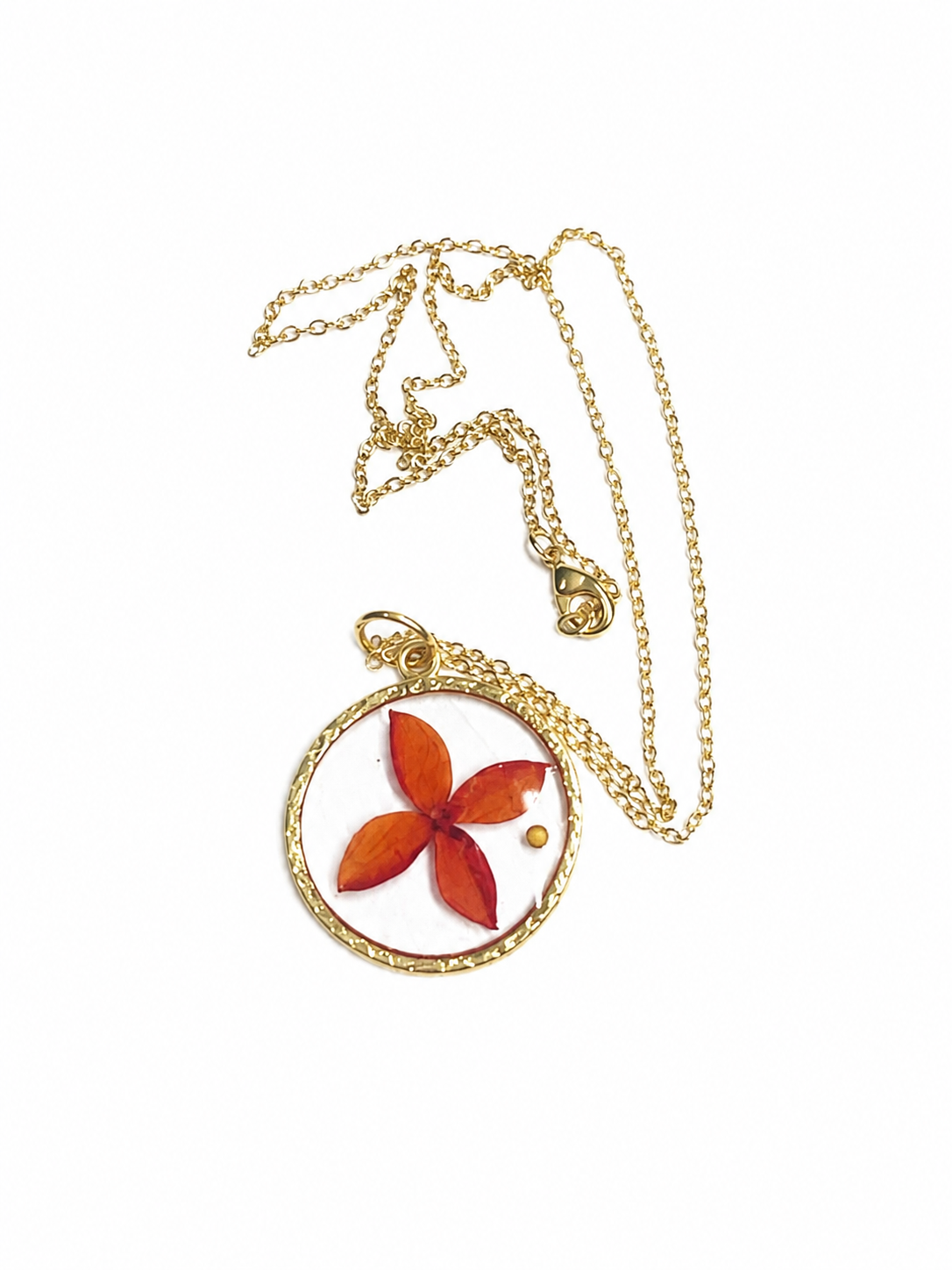 Pressed Flower Necklace - Pink & Red Floral