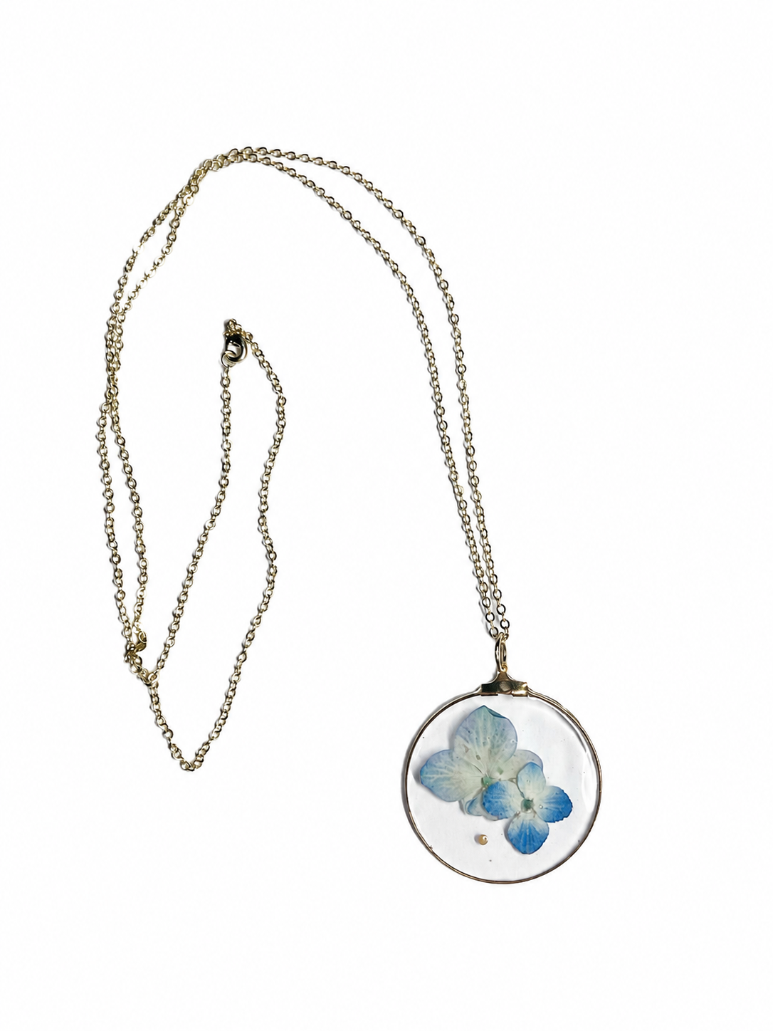 Pressed Flower Necklace - Blue Floral