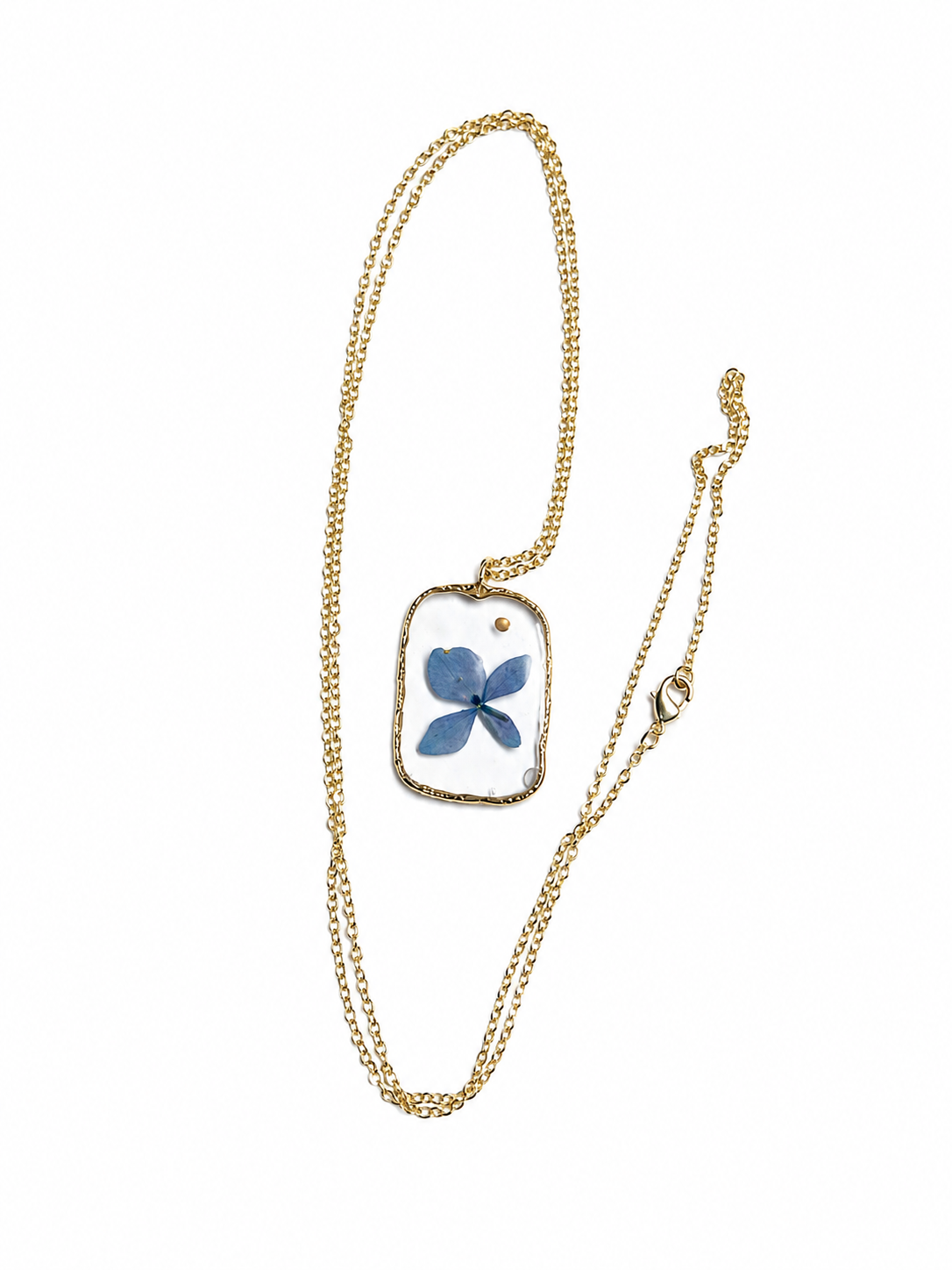 Pressed Flower Necklace - Blue Floral