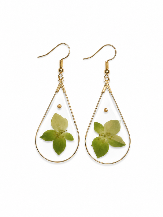 Earrings - Green Flower
