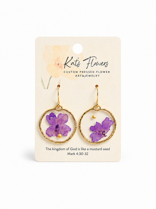 Earrings - Purple Flower