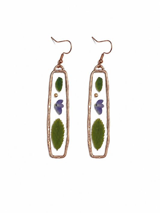 Earrings - Purple Flower & Greenery
