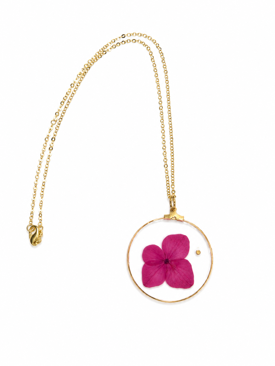 Pressed Flower Necklace - Pink / Red Floral