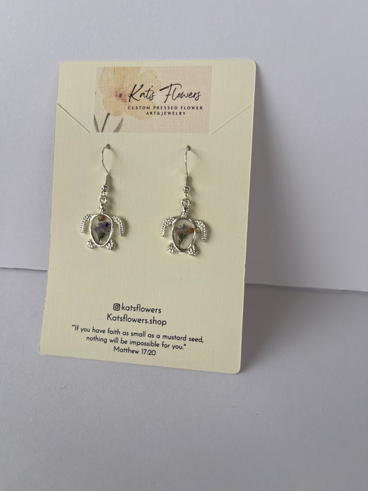 Sea Turtle Flower Earrings