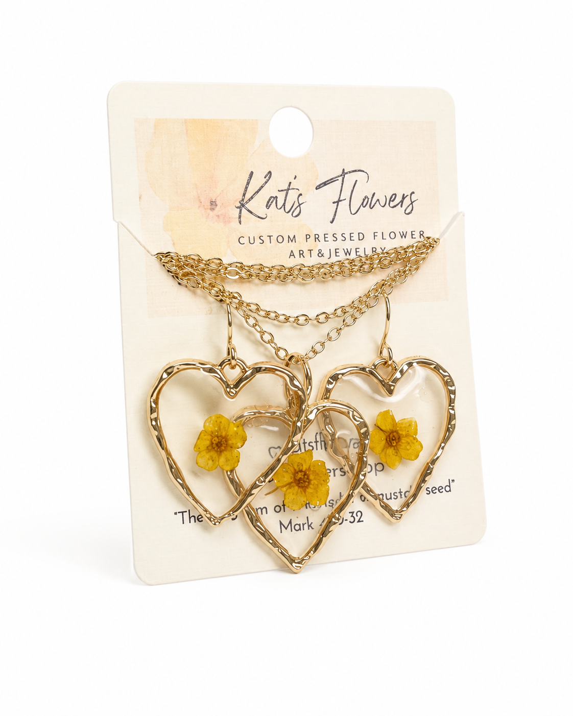 Pressed Flower Jewelry Set - Yellow Floral