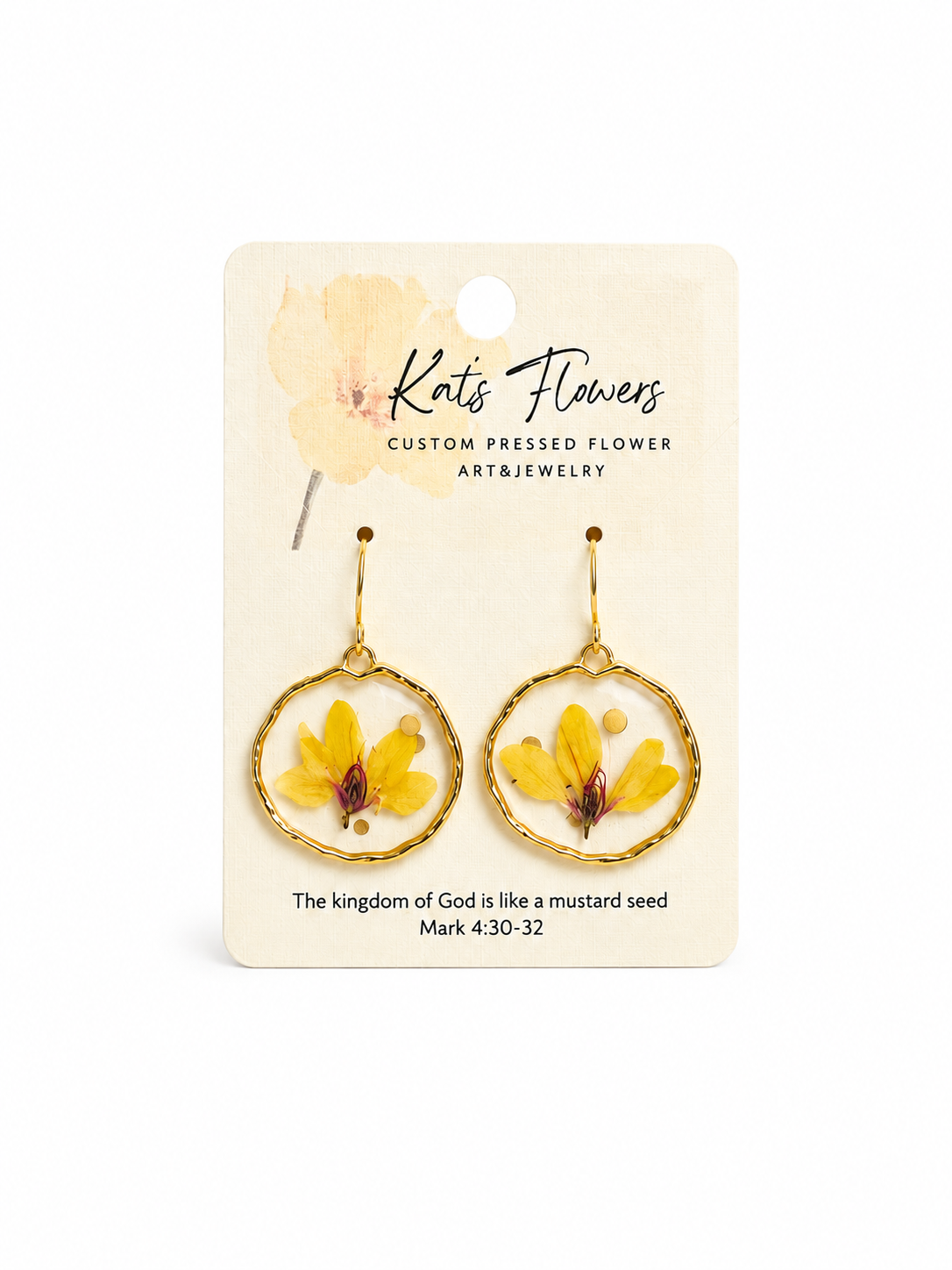 Pressed Flower Earrings - Yellow Floral