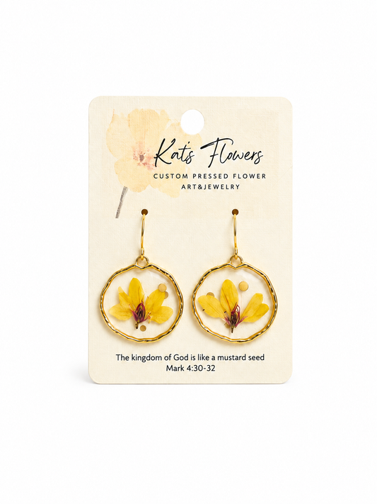 Pressed Flower Earrings - Yellow Floral