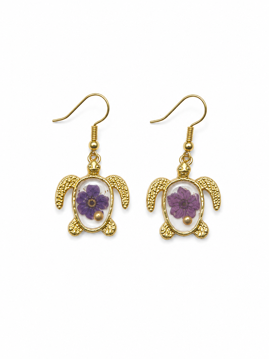 Earrings - Purple Flowers