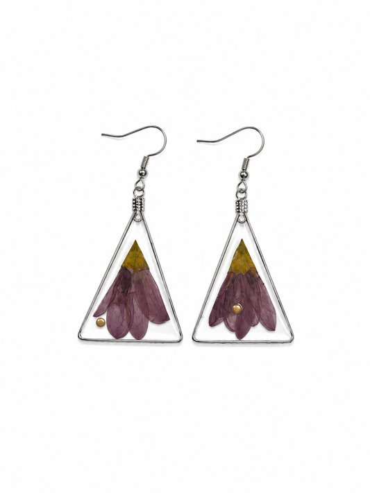 Pressed Flower Earrings - Purple Floral