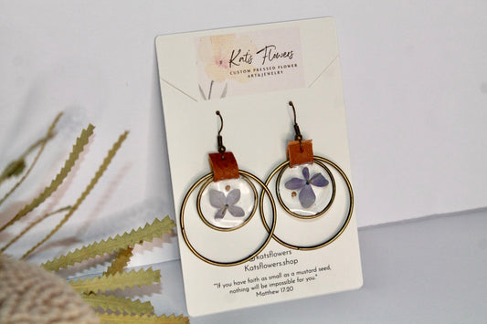 Earrings - Purple Flower