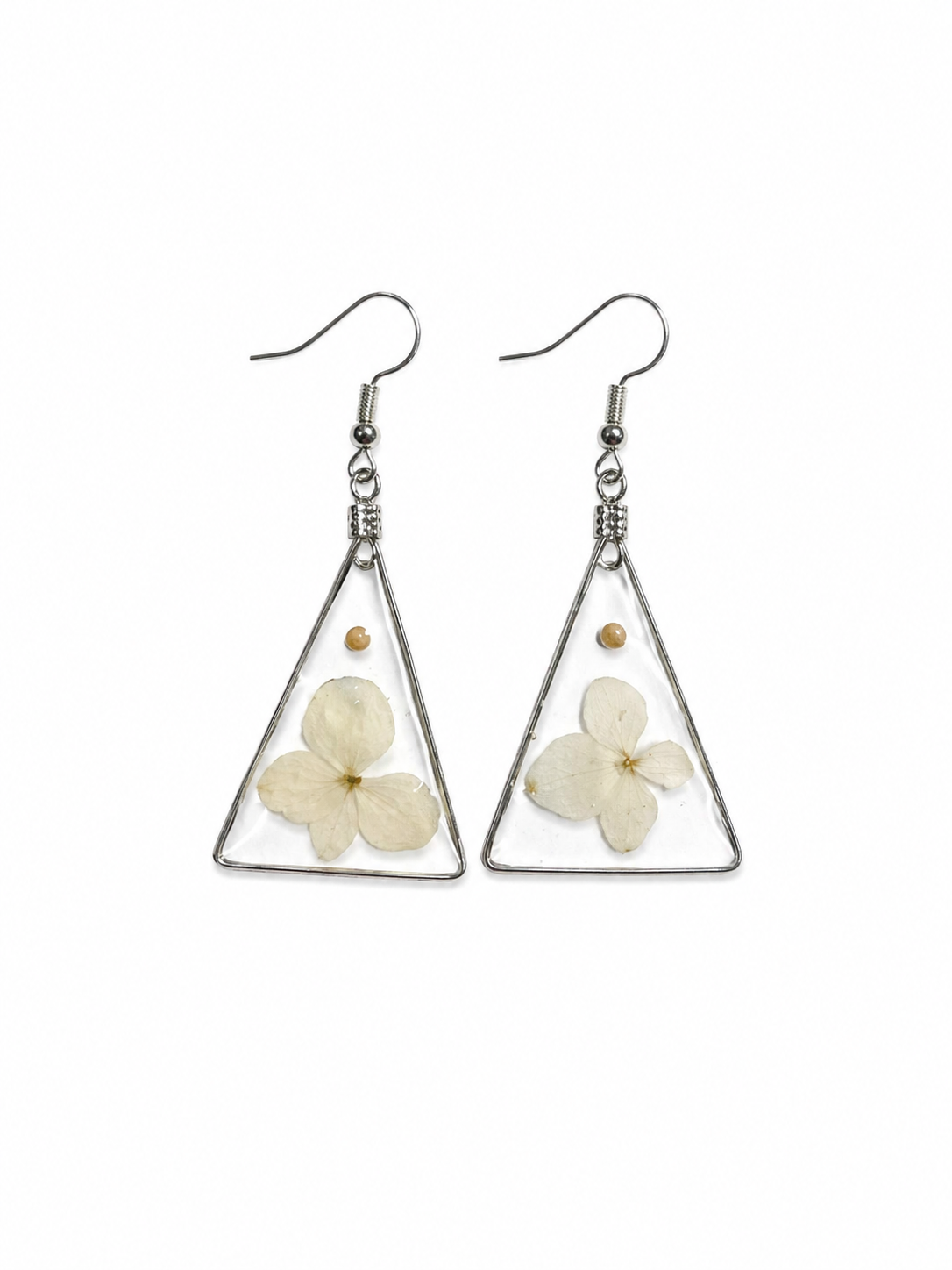 Pressed Flower Earrings - White Floral