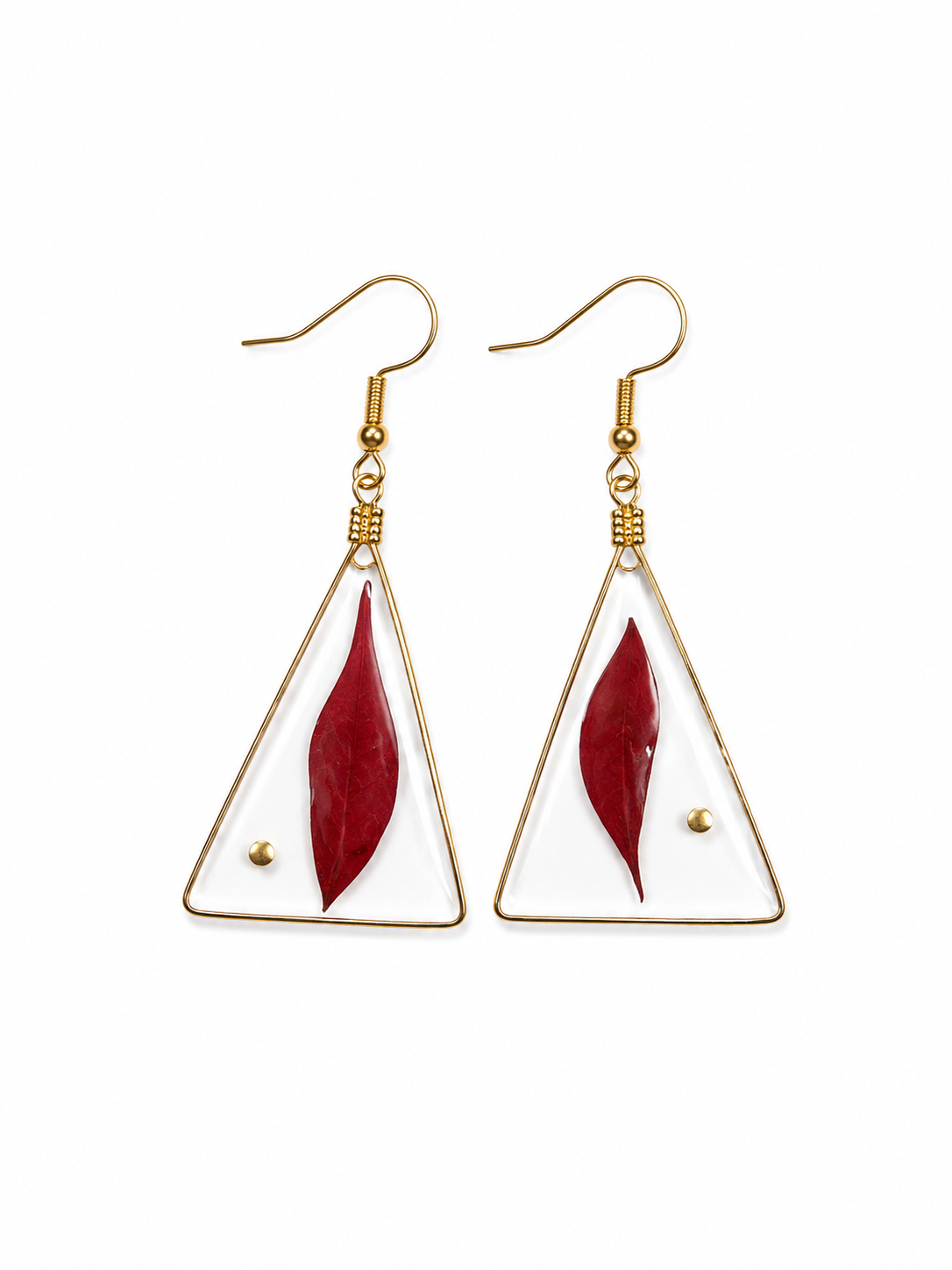 Pressed Leaf Earrings - Red