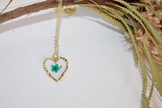Heart Necklace - Blue - Medium Length Chain